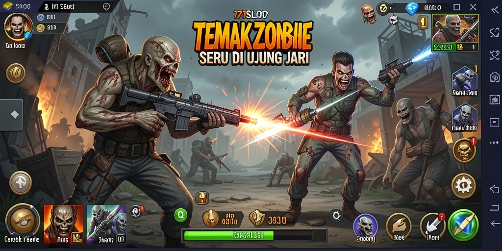 Antarmuka utama 171SLOT saat pemain menembak zombie.