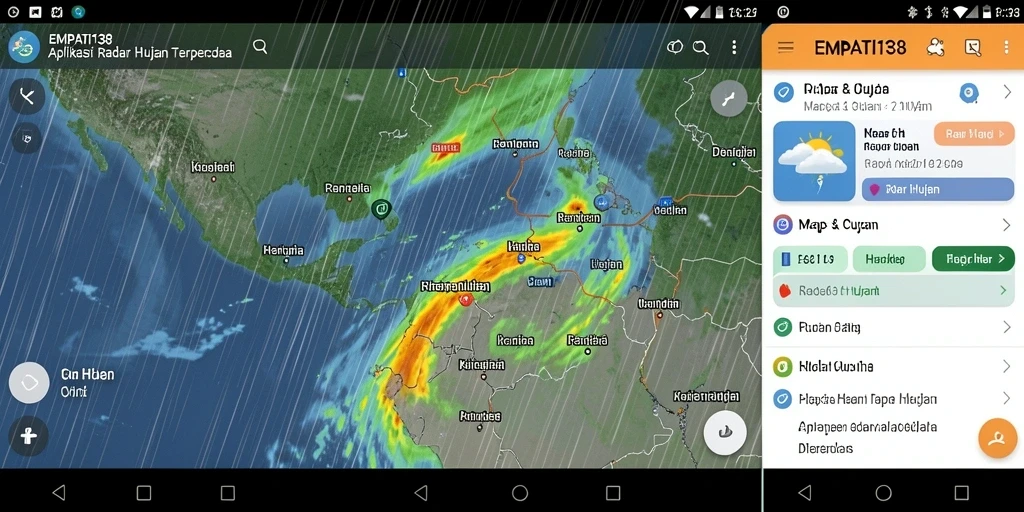 Antarmuka aplikasi EMPATI138 yang menampilkan radar hujan.