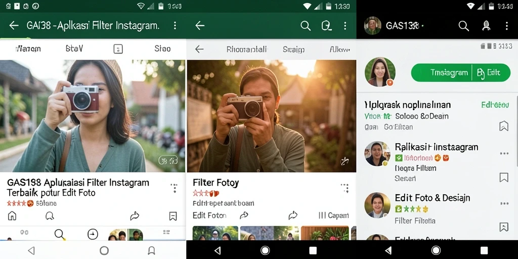 Antarmuka GAS138 menampilkan berbagai filter menarik untuk foto.