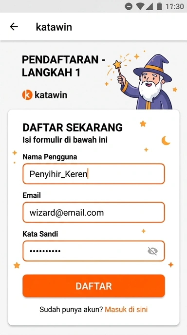 Tampilan halaman daftar katawin