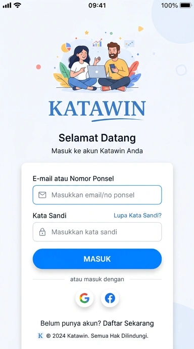Tampilan halaman login katawin